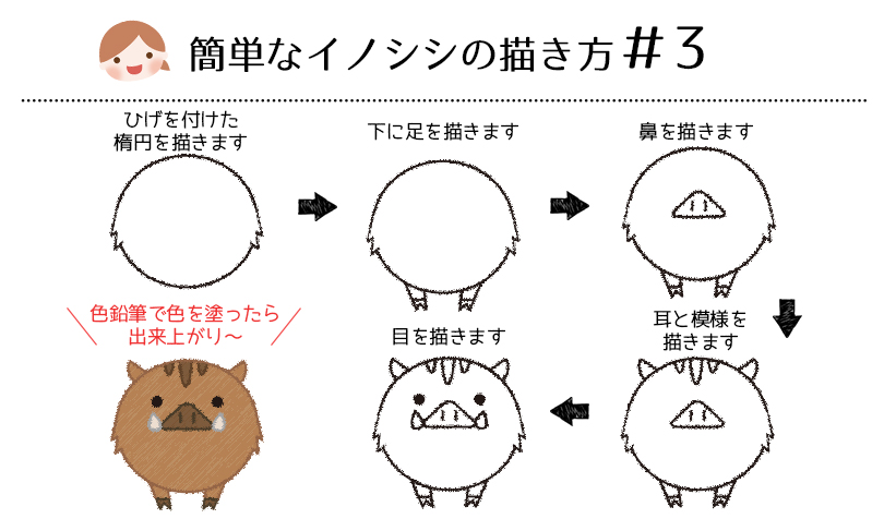 70以上 イノシシ イラスト 正面 ただ素晴らしい花